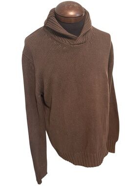 Banana Republic heavy cabincore cowl neck sweater M brown unisex winter knit EUC